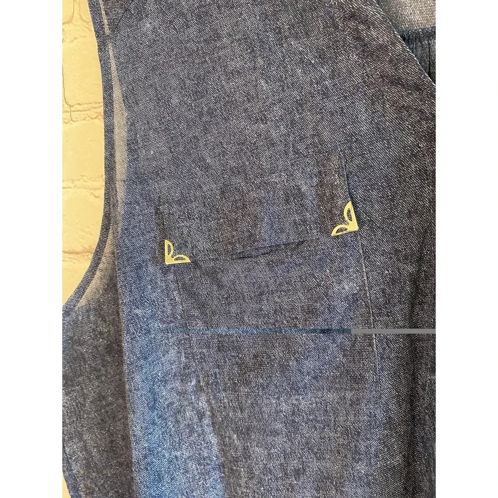 Women's Denim Look Sheer Blue‎ With Pockets Top Size 3XL